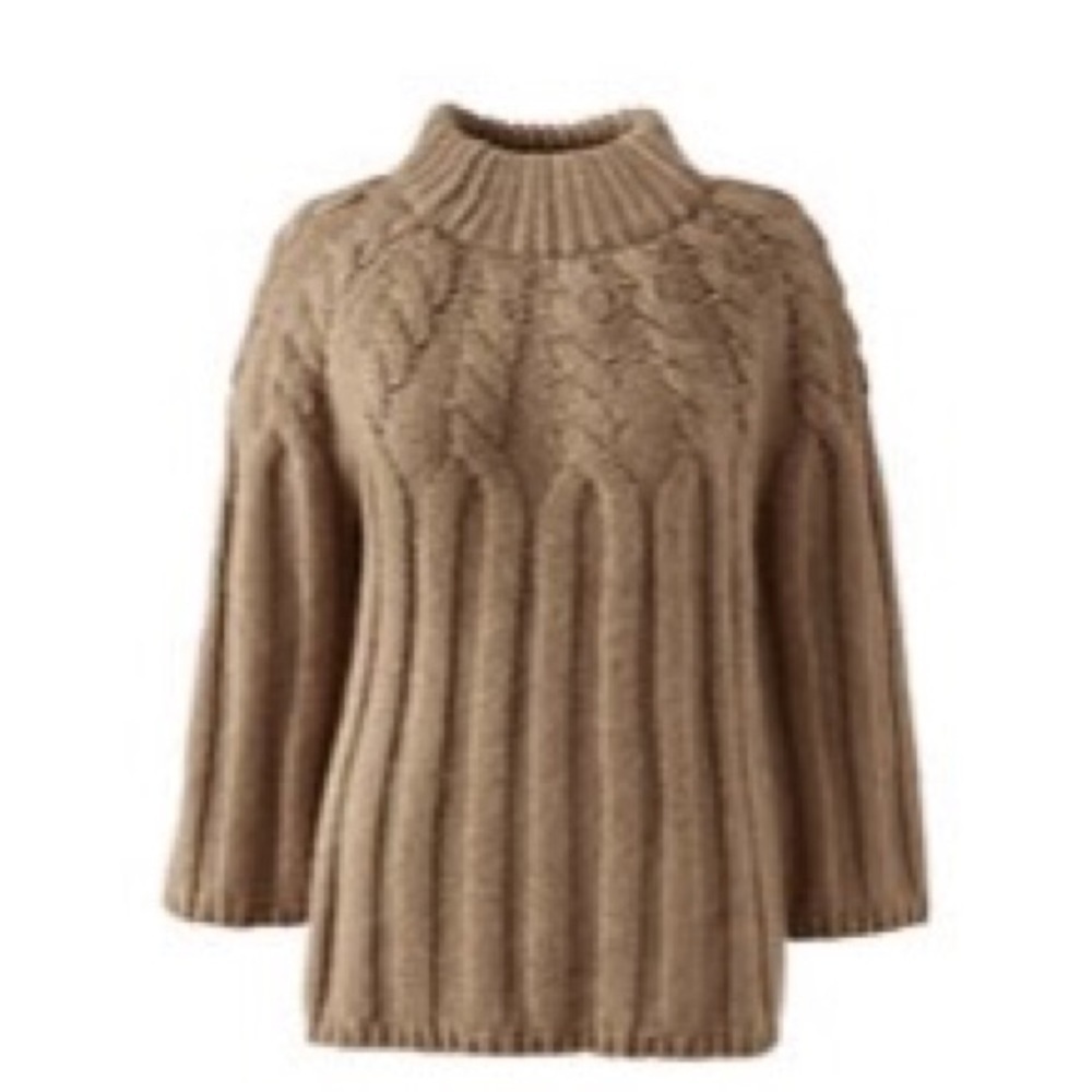 NWOT Lands End Plus Wool Blend Cable Sweater 1X